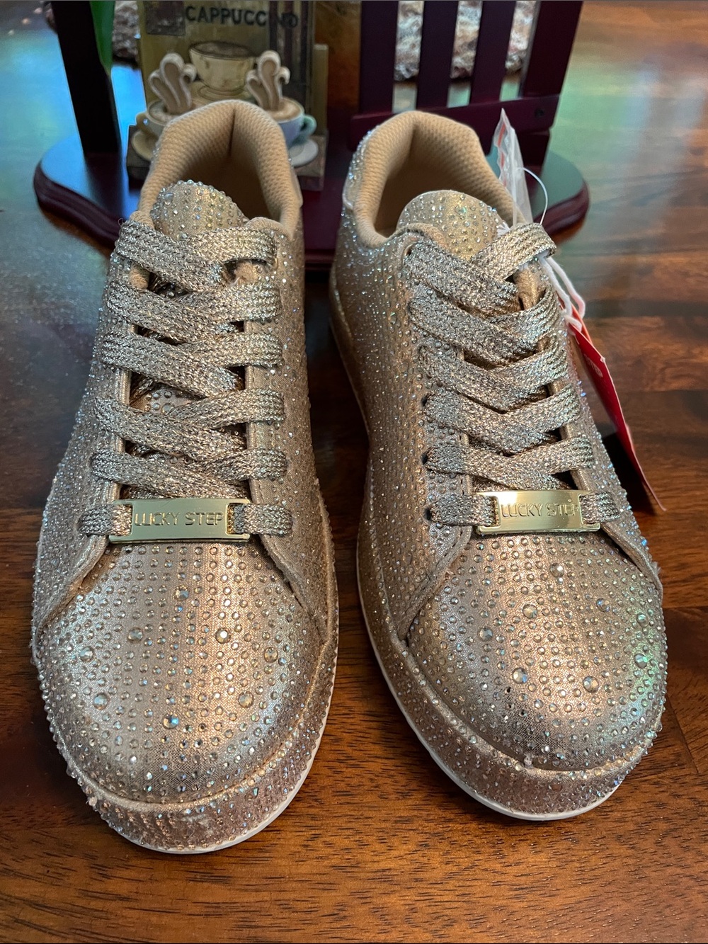 LUCKY STEP Platform Glitter Sneakers Women’s 7 Gold